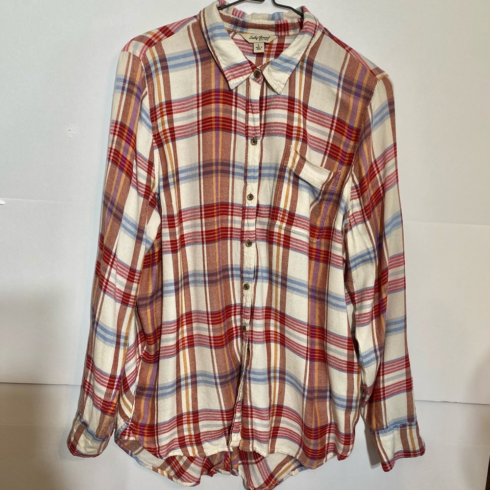 Lucky Brand Multicolor Plaid Shirt Flannel Blouse Long Sleeve Fall